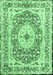 Machine Washable Medallion Emerald Green Traditional Area Rugs, wshtr4803emgrn