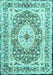 Medallion Turquoise Traditional Rug, tr4803turq