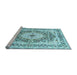 Sideview of Machine Washable Medallion Light Blue Traditional Rug, wshtr4803lblu