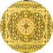 Round Medallion Yellow Traditional Rug, tr4803yw