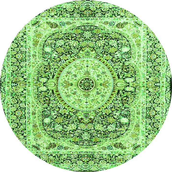Machine Washable Medallion Green Traditional Area Rugs, wshtr4803grn