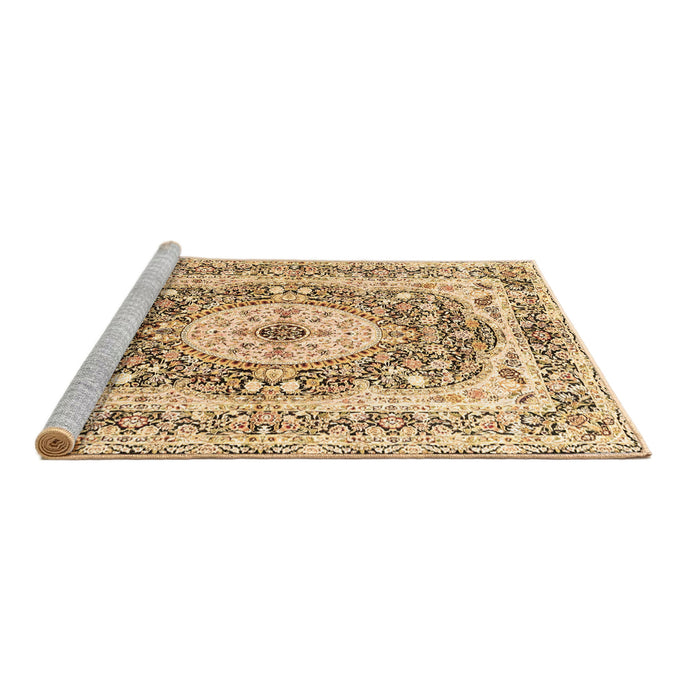 Sideview of Machine Washable Medallion Brown Traditional Rug, wshtr4803brn