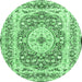Round Medallion Emerald Green Traditional Rug, tr4803emgrn