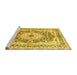 Sideview of Machine Washable Medallion Yellow Traditional Rug, wshtr4803yw