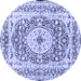Round Medallion Blue Traditional Rug, tr4803blu