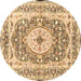Round Medallion Brown Traditional Rug, tr4803brn