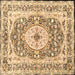 Square Machine Washable Medallion Brown Traditional Rug, wshtr4803brn