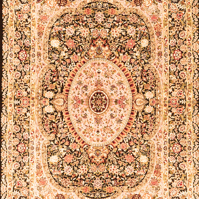 Serging Thickness of Machine Washable Medallion Orange Traditional Area Rugs, wshtr4803org