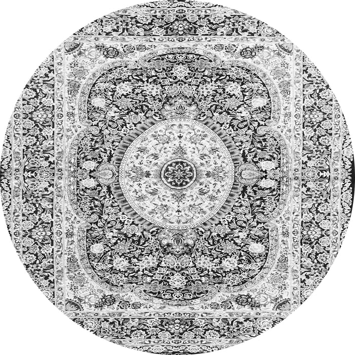 Machine Washable Medallion Gray Traditional Rug, wshtr4803gry