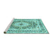 Sideview of Machine Washable Medallion Turquoise Traditional Area Rugs, wshtr4803turq