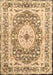 Machine Washable Medallion Brown Traditional Rug, wshtr4803brn