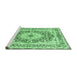 Sideview of Machine Washable Medallion Emerald Green Traditional Area Rugs, wshtr4803emgrn