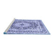 Sideview of Machine Washable Medallion Blue Traditional Rug, wshtr4803blu