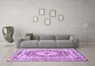 Machine Washable Medallion Purple Traditional Area Rugs in a Living Room, wshtr4803pur