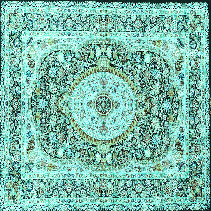 Square Medallion Turquoise Traditional Rug, tr4803turq