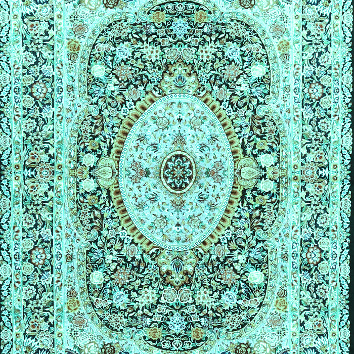 Machine Washable Medallion Turquoise Traditional Area Rugs, wshtr4803turq