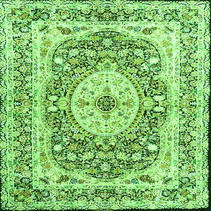 Serging Thickness of Medallion Green Traditional Rug, tr4803grn