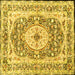 Square Medallion Yellow Traditional Rug, tr4803yw