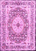 Machine Washable Medallion Pink Traditional Rug, wshtr4803pnk