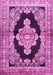 Machine Washable Medallion Pink Traditional Rug, wshtr4804pnk