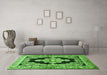 Machine Washable Medallion Green Traditional Area Rugs in a Living Room,, wshtr4804grn