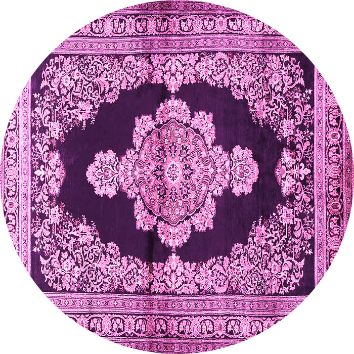 Round Medallion Pink Traditional Rug, tr4804pnk