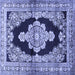 Square Medallion Blue Traditional Rug, tr4804blu