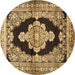 Round Machine Washable Medallion Brown Traditional Rug, wshtr4804brn