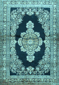 Medallion Light Blue Traditional Rug, tr4804lblu