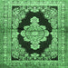 Square Medallion Emerald Green Traditional Rug, tr4804emgrn