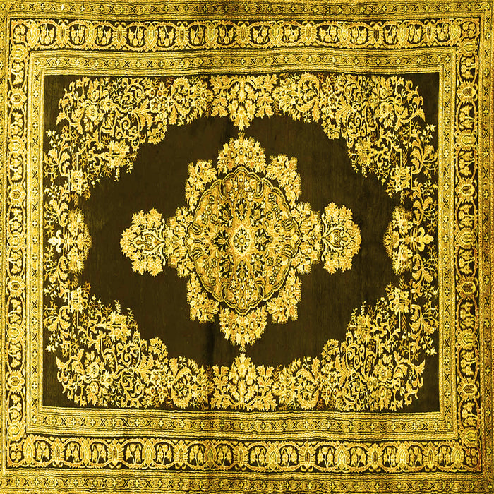 Square Medallion Yellow Traditional Rug, tr4804yw