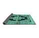 Sideview of Medallion Turquoise Traditional Rug, tr4804turq