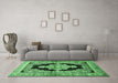 Machine Washable Medallion Emerald Green Traditional Area Rugs in a Living Room,, wshtr4804emgrn