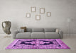 Machine Washable Medallion Purple Traditional Area Rugs in a Living Room, wshtr4804pur