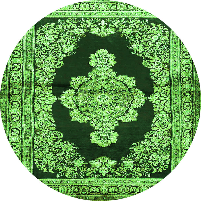 Square Medallion Green Traditional Rug, tr4804grn