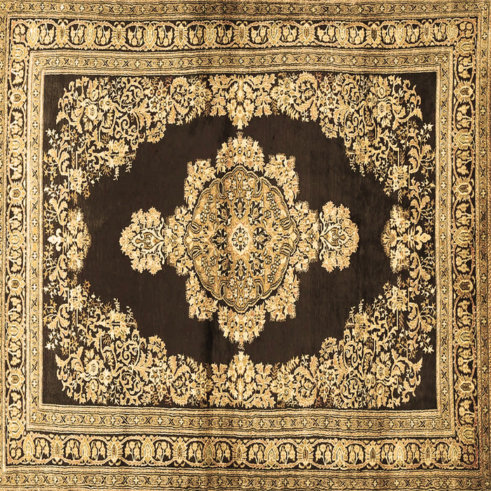Square Machine Washable Medallion Brown Traditional Rug, wshtr4804brn
