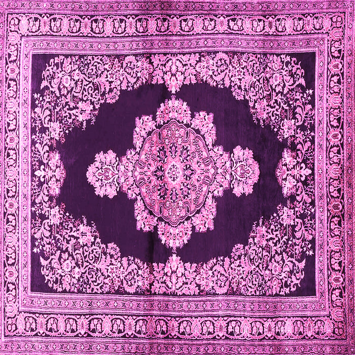 Square Machine Washable Medallion Pink Traditional Rug, wshtr4804pnk
