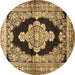 Round Medallion Brown Traditional Rug, tr4804brn