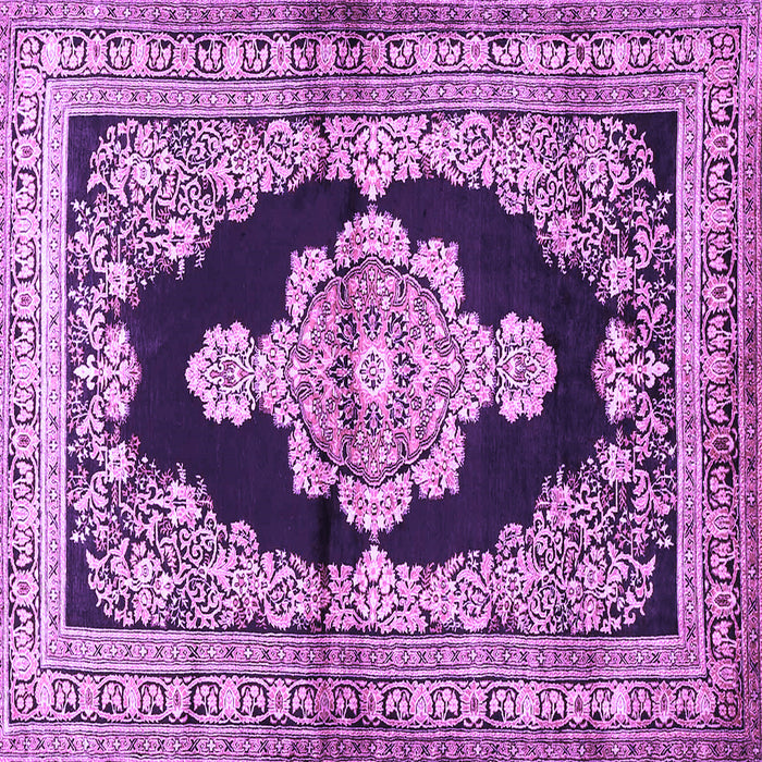 Square Machine Washable Medallion Purple Traditional Area Rugs, wshtr4804pur