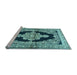 Sideview of Machine Washable Medallion Light Blue Traditional Rug, wshtr4804lblu