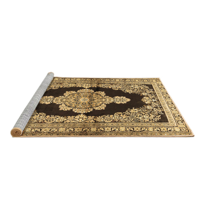 Sideview of Machine Washable Medallion Brown Traditional Rug, wshtr4804brn