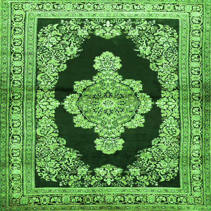 Serging Thickness of Medallion Green Traditional Rug, tr4804grn