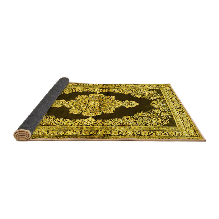 Sideview of Medallion Yellow Traditional Rug, tr4804yw
