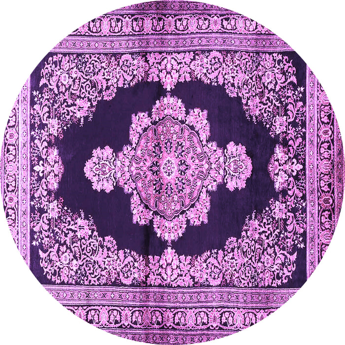 Round Medallion Purple Traditional Rug, tr4804pur
