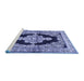 Sideview of Machine Washable Medallion Blue Traditional Rug, wshtr4804blu