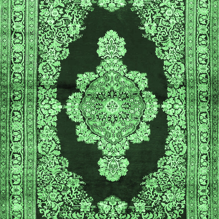Machine Washable Medallion Emerald Green Traditional Area Rugs, wshtr4804emgrn