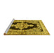 Sideview of Machine Washable Medallion Yellow Traditional Rug, wshtr4804yw