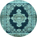 Round Medallion Light Blue Traditional Rug, tr4804lblu