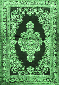 Medallion Emerald Green Traditional Rug, tr4804emgrn