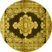 Round Medallion Yellow Traditional Rug, tr4804yw
